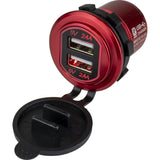 Sea Dog Round Red Dual Usb Charger W/1 Quick Charge Port
