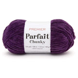 Premier Parfait Chunky Yarn, Super Bulky, Ideal for Knitting & Crocheting, Chenille, Eggplant, 3.5 oz, 131 Yards