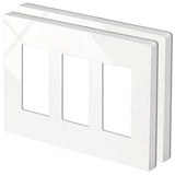 2 Pack BESTTEN 3-Gang Screwless Wall Plate, USWP4 Glossy Off White, Decorator Outlet Cover, H4.69x W6.54 , Decor Light Swi