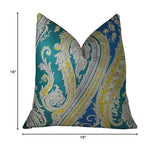 Plutus Brands Plutus Fun Paisley Handmade Throw Pillow, 16 X 16, Blue/Yellow/Green