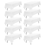 YMHPRIDE 10 Pack White Tablecloth 60x102 inch Polyester Fabric Table Cloths for 6 Foot Rectangle Tables Wrinkle Resistant Linen
