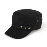 Zibuyu Adjustable Cotton Military Cadet Cap For Men Women Original, FivePointed Star Flat Cap For Men Stylish With Metal Buckle