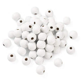 Craftdady 14mm Natural Wood Beads Dyed White Round Ball Wooden Spacer Loose Beads for DIY Jewelry Crafts Making, About 680pcs/50