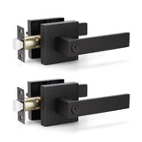 KNOBWELL 2 Pack Heavy Duty Black Door Handles Modern Door Handle Knobs Inside Door Levers for Privacy Use, Square Door Handles L