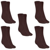 Mukhaksh (Pack Of 5 Pairs Women Cotton Brown Crew Calf Length Long Socks For Formal Office Wear Socks