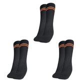 Mukhaksh (Pack Of 3 Pairs Boys Kids Dark Grey Socks With Orange Stripes Border Lining Dark Grey With Orange Stripes Calf Length