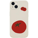 Wihytec Cute Cartoon Tomato Phone Case Cover for iPhone 15 PRO MAX Red Tomato Case Cover Liquid Silicone Soft Gel Rubber Matt Ph