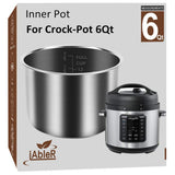Inner Pot for Crock Pot 6 Quart Stainless Steel Replacement Pot for CrockPot 6 Qt Liner MultiCooker Crockpot 6 Quart Pressur
