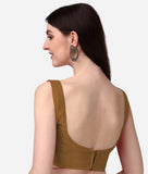 Pujia Mills Women'S Deep Neck Silk Sleeveless Readymade Blouse (Dust, 34)