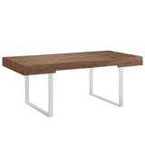 Modway Tinker Contemporary Modern Wood And Stainless Steel Office Desk With Two Drawers In Walnut