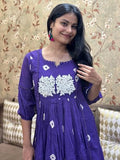 Anni Designer Women'S Rayon Blend Anarkali Printed Kurta With Pant (Anveshi Begani-Vks01_Xl_Begani_X-Large),Begani,XL,,,