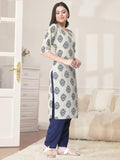 Pinkmint Kurta Set For Women Cotton Printed Straight Kurta With Pant (Pack Of 1) Multicolor11 Xl