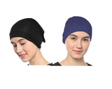 Nazneen WomenS Tube Hijab Bonnet Cap Under Scarf Pullover Combo 2 Piece (Black & Navy Blue)