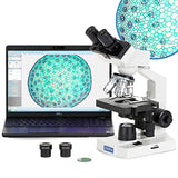 OMAX 40X2000X Lab LED Binocular Compound Microscope with Double Layer Mechanical Stage and Coaxial Coarse/Fine Focusing Knob