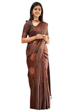 Shiv Textiles Womens Banarasi Silk Saree with Blouse Perfect for Every Occasion brown