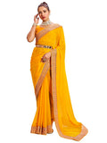 Satrani Womens Pure Georgette Saree (3463S236N_Yellow)