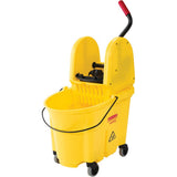 Rubbermaid Commercial Products WaveBrake 2.0 35 QT DownPress Mop Bucket with Wringer Set, Yellow