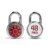 XanHen Combination Padlocks with Metal Body, Indoor Use for Gym Lockers & School Locker, Red, 48-Pack