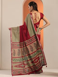 Libas Womens Solid Cotton Blend Saree With Blouse Piece