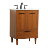 Elegant Decor Baldwin 24 Solid Wood and MDF Bathroom Vanity in Teak