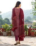 Gosriki Women'S Cotton Blend Straight Printed Kurta With Pant & Dupatta (Bc Maroon-Gs_5Xl_Maroon_Xxxxx-Large),Maroon,5,B0C5JQ9ZQ3