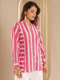 Libas Women'S Cotton Blend Stripes Regular Kurtis (29678_Pink_M)