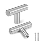 Flexzion 5 Pack Kitchen Cabinet Knobs T Bar Handles Drawer Pulls 2 inch Single Hole, Stainless Steel with Satin Brushed Nickel,
