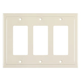 Henne Bery Modern Edge Decorative Wall Plate Switch Plate Outlet Cover, Durable Solid Zinc Alloy (Triple Decorator, Light Almond