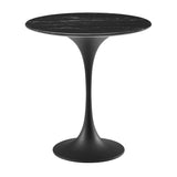 Modway Black Lippa Round Artificial Marble Side Table EEI-5690-BLK-BLK