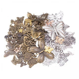 Trendivibe 2Xbutterfly Charms Pendant Antique For Scrapbook Decoration Key Chains Earring Silver And Bronze