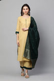 Gosriki Women'S Cotton Straight Kurta With Pant & Dupatta (Beige-Game_S-Go_Beige_Small),Beige,,B09HQJXPDZ