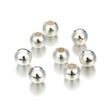 500pcs 4mm (0.16 Inch) Small Tiny Smooth Loose Round Spacer Beads Sterling Silver Plated Brass (Hole 2mm) for DIY Craft Jewelry