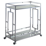 Convenience Concepts Town Square Chrome 2-Tier Bar Cart 29.25 - Contemporary Modern Dining Cart, Storage or Display Console for