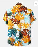 OM SAI LATEST CREATION Shirt for Men || Rayon Shirts for Men || Tropical Leaf Printed Short Sleeve & Spread Collar Shirts for Boy || Casual Beach Wear Festive Shirt for Men. (Small Orange),Orange