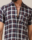 Toplot Men'S Regular Fit Casual Shirt Checks Design With Spread Collar & Half Sleeves (Chex-Shirt-5177-White-S),White,,B0CYGJJQJK