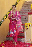 Anni Designer Women'S Rayon Blend Printed Straight Kurta With Pant & Dupatta (Sanskrit Rani_Xl_Pink_X-Large),Pink,XL,Cotton Blend,Regular,