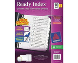 Avery 10 Tab Dividers for 3 Ring Binders, Customizable Table of Contents, Classic White Tabs, 1 Set (11077)