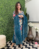 Gosriki Women'S Rayon Blend Straight Printed Kurta With Pant & Dupatta (Njan Cerosin-Vks01-Gs_Xl_Dark Blue_X-Large),Dark Blue,,B0DCK88F2N