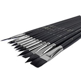 Levin 12Pcs Wooden Handle Nylon Hair Black Artist Painting Brush Set For Watercolor Oil Acrylic Art Supplies