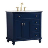 Elegant Decor Otto 36 Contemporary Solid Wood Single Bathroom Vanity In Blue
