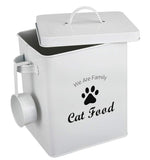 Geyecete Pet Treat and Food Storage Tin with Lid - 5lbs Capacity - Serving Scoop Included -CAT