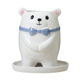 Myaddiction Decorative Ceramic White Bear Planter Flower Succulent Pot Vase Boy