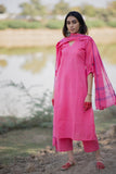 Anni Designer Women'S Rayon Blend Solid Straight Kurta With Pant & Dupatta (Janeu Pink_3Xl_Pink_Xxx-Large),Pink,3XL,,,