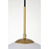 Elegant Lighting Living District Baxter 1-Light Metal Pendant In Brass And Frosted White