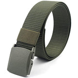 Veteran MenS Army Tactical Waist Belt Hole Free Plastic Buckle Nylon Canvas Survival Strap Green Color,Men Formal Casual Green