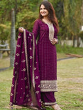 Libas Women'S Silk Blend Kurta Set (33416Oh_Purple_Xs)