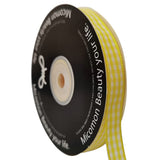 Micomon Yellow and White Gingham Plaid Checked Ribbon 25 Yards Per Roll Checkerd Craft 100% Polyester (3/8, Yellow)