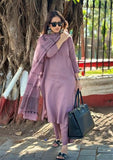 Anni Designer Women'S Rayon Blend Straight Solid Kurta With Pant & Dupatta (Raja Saab Purple_Xl_Purple_X-Large),Purple,XL,Rayon Blend,Regular,Kurta, Scarf