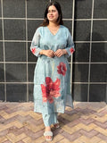 Gosriki Women'S Rayon Viscose Printed Straight Kurta With Pant (Susan Sky-Vks03-Gs_M_Sky Blue_Medium),Sky Blue,,B0F6NL164G