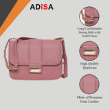 Adisa Women Girls Party Crossbody Sling Bag With Gold Chain (D. Pink),D. Pink,,B07XDNC2Q5